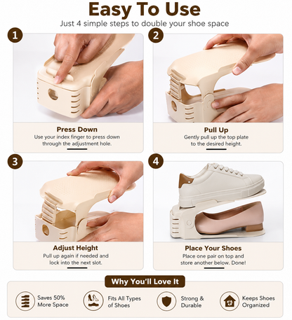 Shufit Adjustable Shoe Slot Organizer – Pack of 8